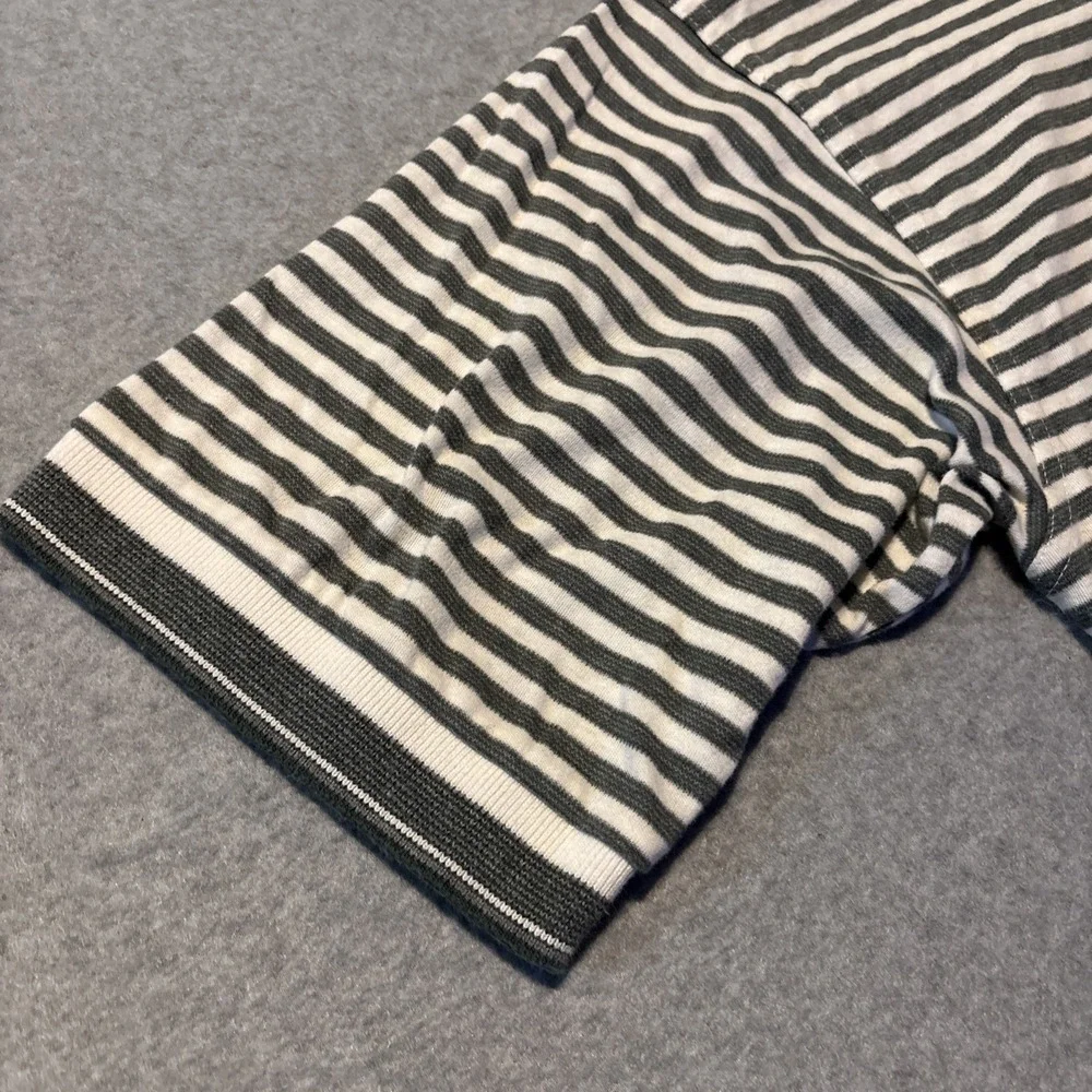 TWINHILL Golf Company Men's XL Gray White Striped Polo‎ Very Good Cond.